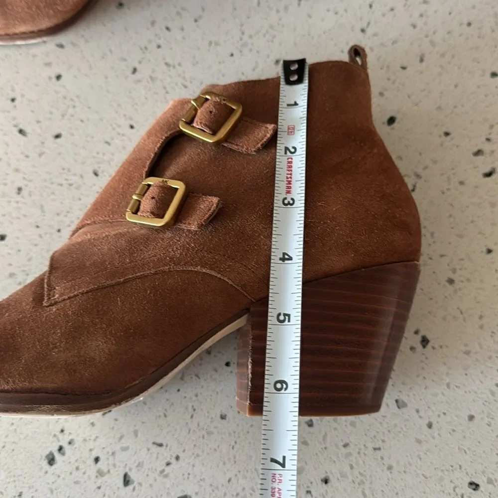Michael Michael Kors Loni Ankle Bootie Luggage Suede Leather Western heel Size 8
